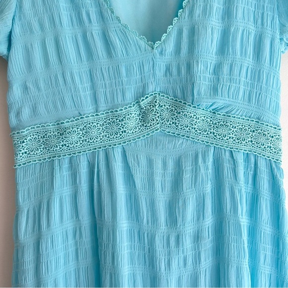 Betsy Johnson Sky Blue Vintage Inspired Short Sleeve Dress SZ Medium - Picture 4 of 15